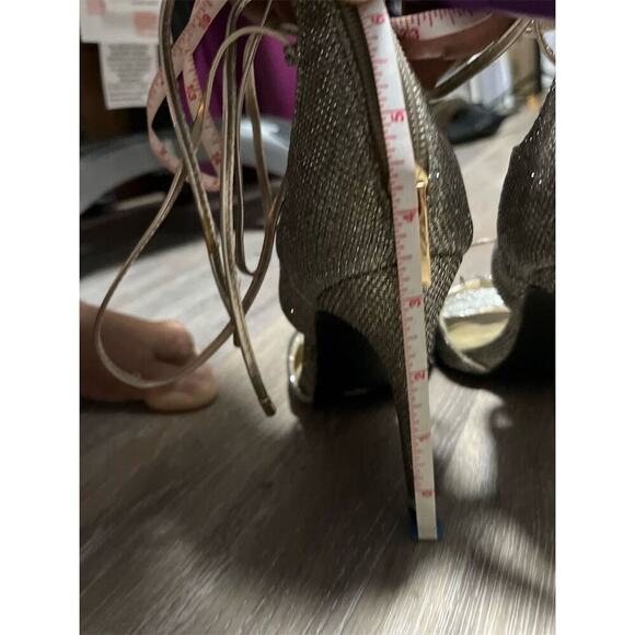 Guess Glitter Gold Gladiator Stiletto Heels Women's 8 Open Toe Party Shoes - Picture 6 of 10